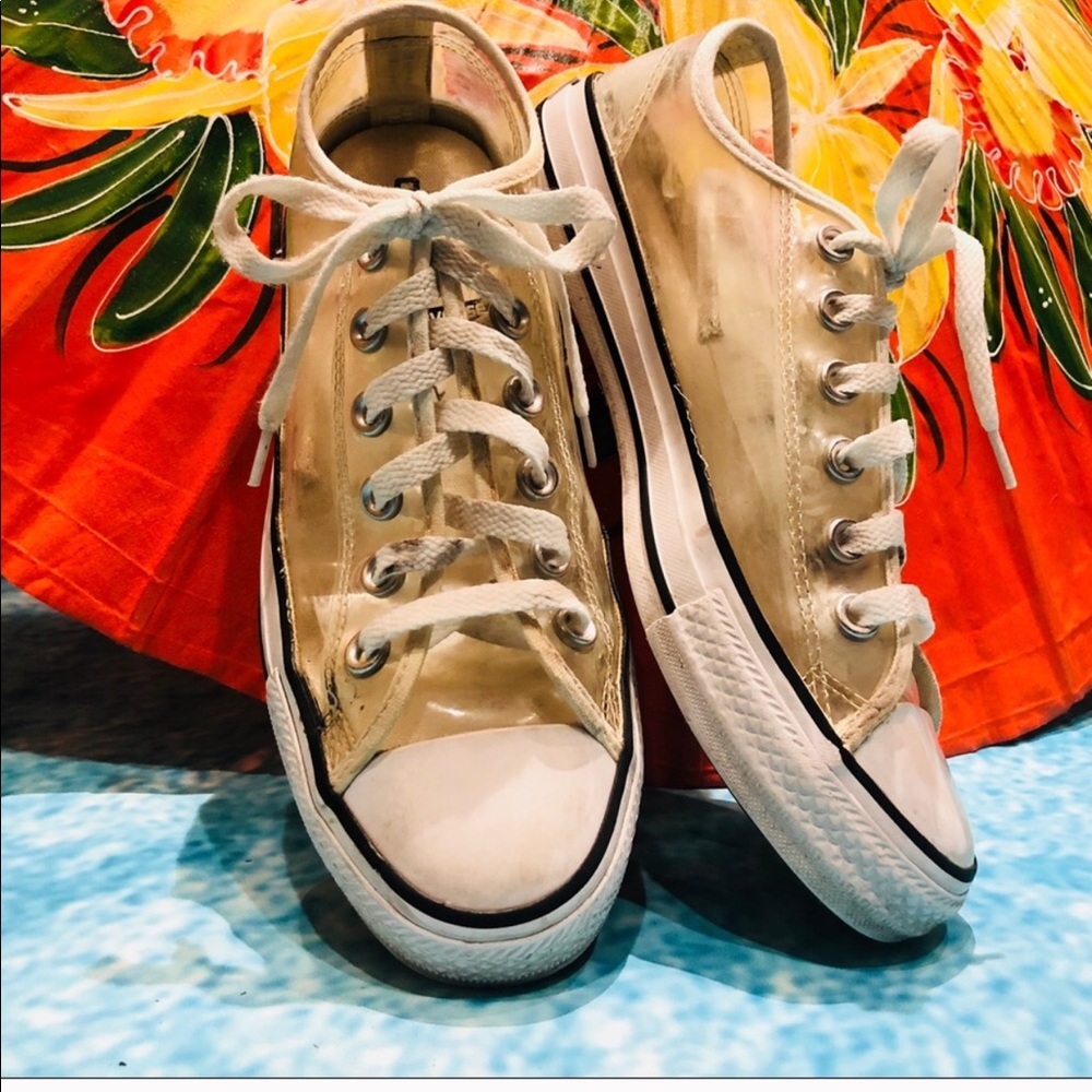 Clear see thru converse sneaker tennis shoes